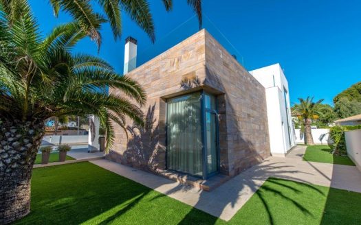 Newly built villa with modern design and materials and luxury finishes.
