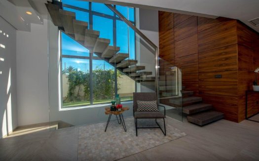 Newly built villa with modern design and materials and luxury finishes.