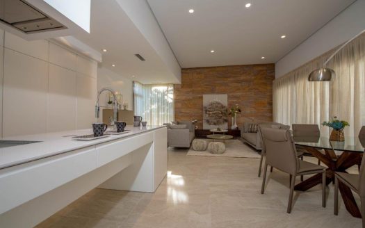 Newly built villa with modern design and materials and luxury finishes.