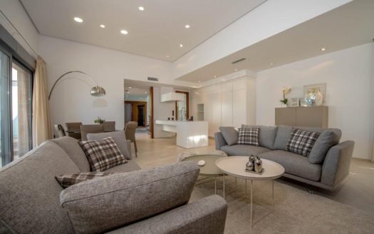 Newly built villa with modern design and materials and luxury finishes.