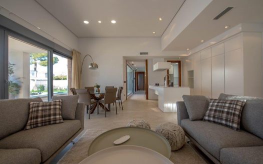 Newly built villa with modern design and materials and luxury finishes.