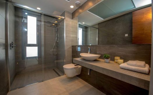 Newly built villa with modern design and materials and luxury finishes.