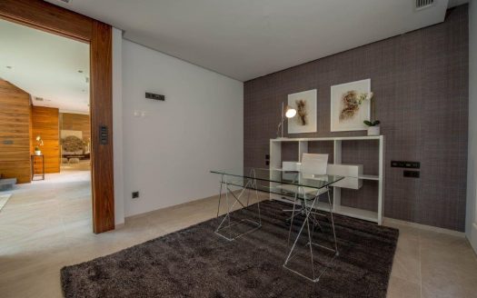 Newly built villa with modern design and materials and luxury finishes.