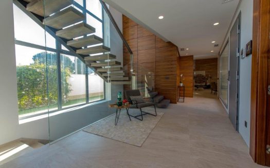 Newly built villa with modern design and materials and luxury finishes.